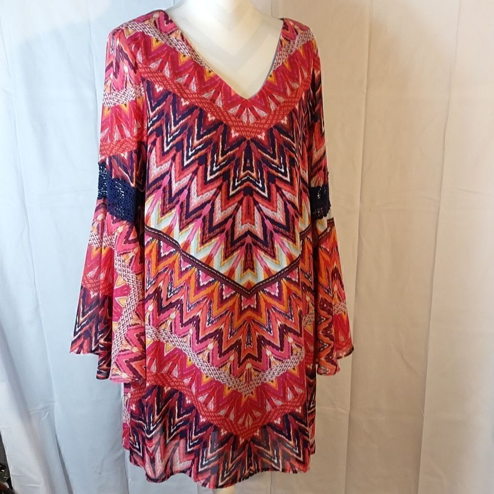 Rock 47 Aztec Statement Sleeves Mini Dress - Picture 9 of 9